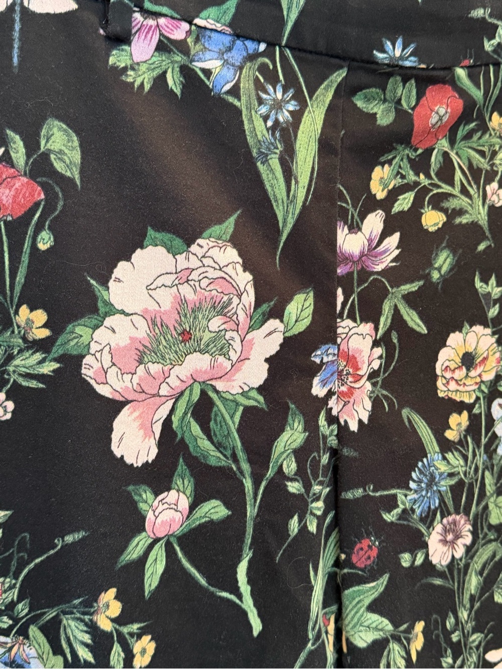H&M Black Floral Print Slim Crop Pants - Picture 2 of 2